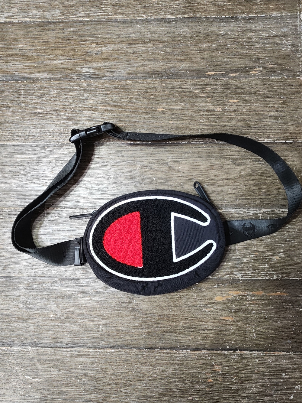 Champion Black Waist Pack with Red Accent Logo